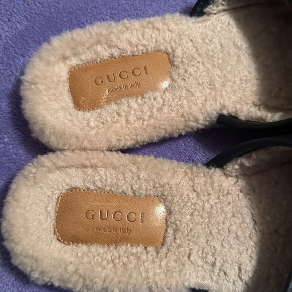 Gucci Black Leather Shearling Horsebit Fria Loafers Size 38 - Picture 7 of 7